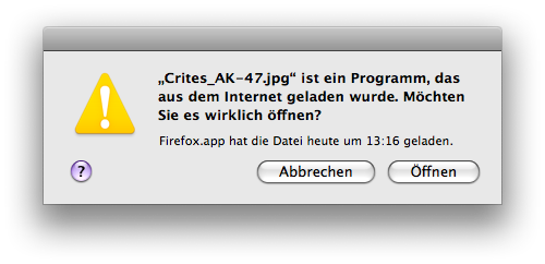 Eine unsinniger Meldung von Mac OS 10.5